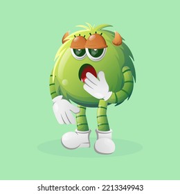 Cute green monster with boblue expression. Perfect for kids, small business or e-Commerce, merchandise and sticker, banner promotion, blog or vlog channel
