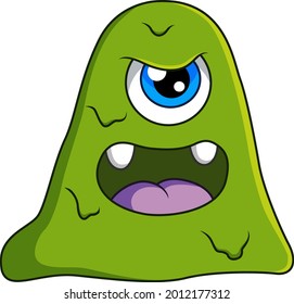 Cute green monster cartoon vector