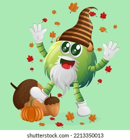 Cute green monster celebrate autumn. Perfect for kids, small business or e-Commerce, merchandise and sticker, banner promotion, blog or vlog channel
