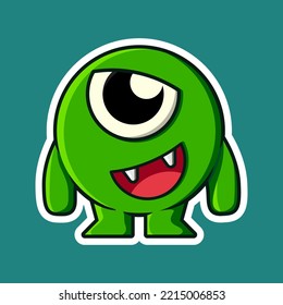 cute green monster character. Isolated on background vector illustration