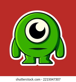 cute green monster character. Isolated on background vector illustration