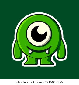 cute green monster character. Isolated on background vector illustration
