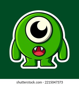 cute green monster character. Isolated on background vector illustration