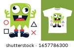 Cute green monster design vector illustration ready for print on t-shirt, apparel, poster and other uses.
