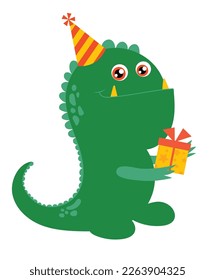 monstruo verde lindo con regalo