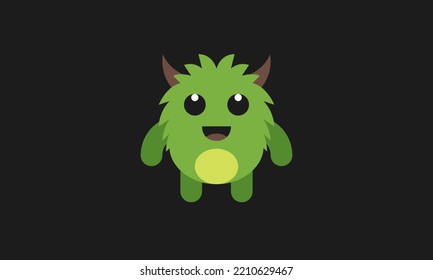 cute green monster halloween vector simple style 