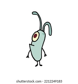 Cute Green Monster Hand Drawn