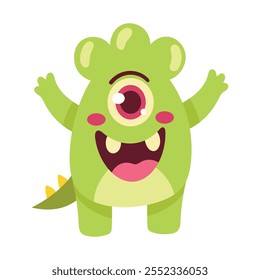 cute green monster icon isolated