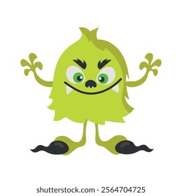 cute green monster icon isolated