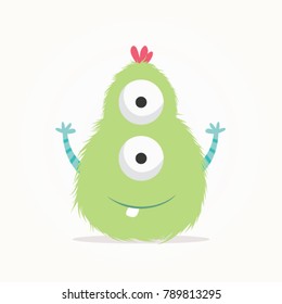 Cute green monster illustration