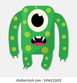 cute green monster isolated vector illustration