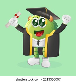 Cute green monster just graduated. Perfect for kids, small business or e-Commerce, merchandise and sticker, banner promotion, blog or vlog channel
