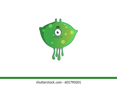 Cute Green Monster Nervous. Vector Illustration. Isolated on white background.