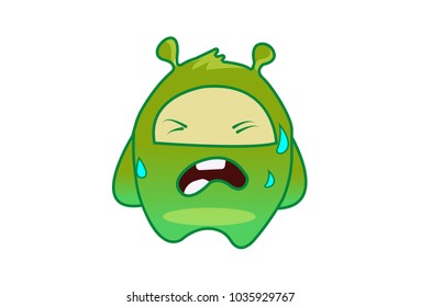 Cute Green Monster. Vector Illustration. Isolated on white background.
