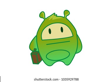 Cute Green Monster. Vector Illustration. Isolated on white background.