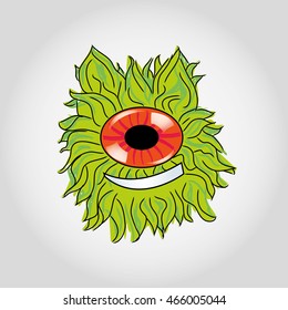 Cute green monster vector illustration