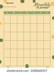 Cute green monthly planner template