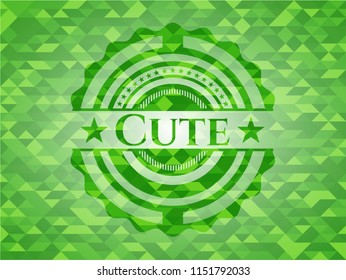 Cute green mosaic emblem