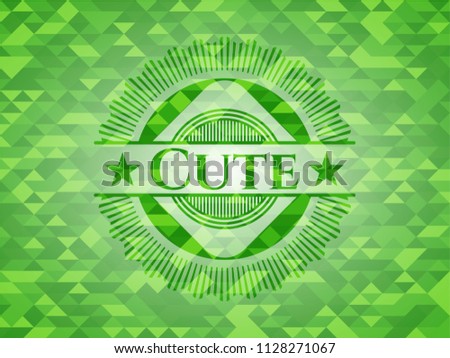 Cute green mosaic emblem