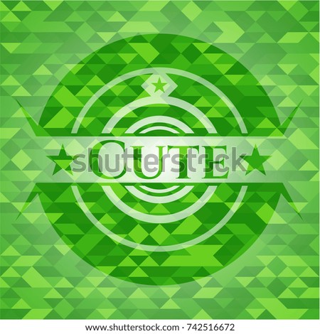 Cute green mosaic emblem