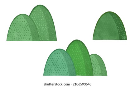 Conjunto de ilustraciones de montaña verde