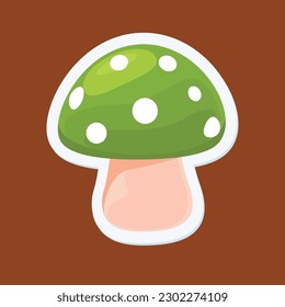 The Cute Green Mushroom. Isolated Vector Illustration