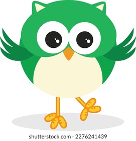 Cute green owl isolated on white

