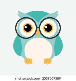 cute green owl wearing eye glasses illustration 