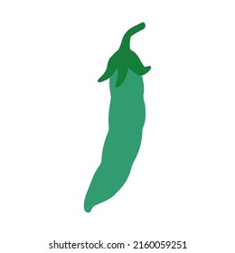 Cute green pea icon. Vector flat hand drawn illustration in cartoon style	