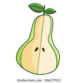 Cute green pear get cut - vector.