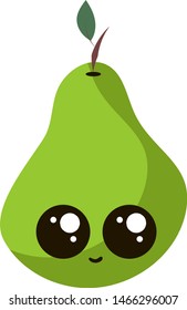 Cute green pear, illustration, vector on white background.