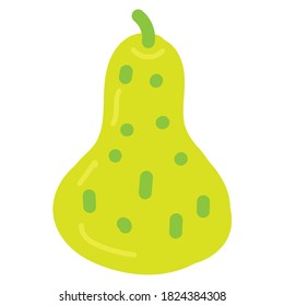 cute green pear, vector color element cute simple drawing for kids, funny fruits