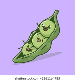 Cute Green Peas Cartoon Vektorsymbol Illustration. Food-Objekt-Icon Konzept isoliert Premium-Vektorgrafik. Flachbildkartonstil
