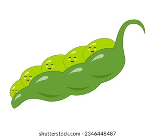 Ilustración vectorial de guisantes verdes. Hojas de cálculo para niños.