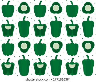 cute green peppers' pattern / seamless / hand drawn style