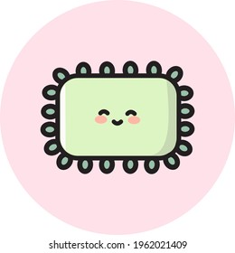 Icono de línea delgada de almohada verde suave. Ilustración vectorial moderna.