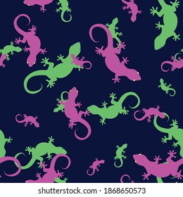 Cute Green And Pink Lizard Kids Pattern Seamless