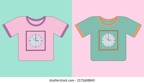 Cute green and pink T-shirt .Vector design for textile and industrial products.