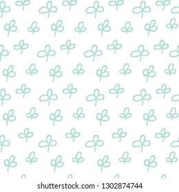 Cute green plant endless pattern. Seamless botanical graphic design for kids. Children fashion, interior, wrapping, packaging suitable.