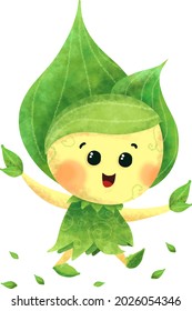 Cute Green Plant Mascot Character Illustration Design
