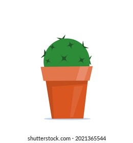 Planta de macetas verde en forma plana. Ilustración del vector