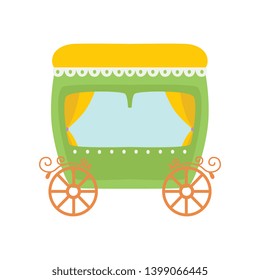 Cute Green Princess Fairytale Carriage Cartoon Vector Illustration