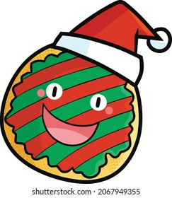 Ilustración de la caricatura de pan de navidad verde lindo