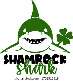 Cute green shark, shark with leaf, patrick