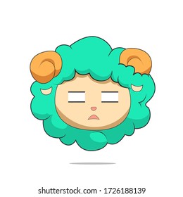 Cute green sheep got shocked. Sheep character vector design