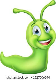 A Cute Green Slug Cartoon Character Mascot