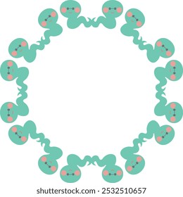 Cute green snake illustration　circle