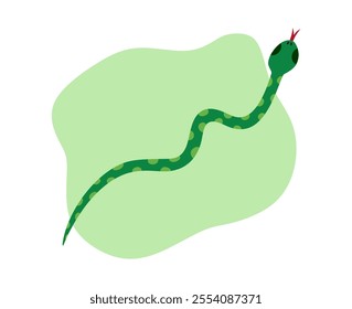 Cute green snake. Animal zodiac cartoon character, mascot, symbol of the year.