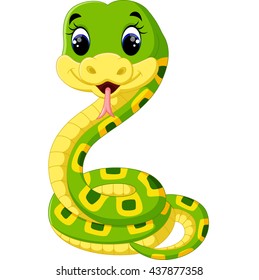 Cute green snake cartoon