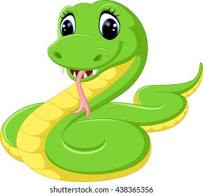 Cute green snake cartoon